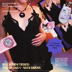 Rue 21 Black Lace V-Neck Strappy Mini Dress